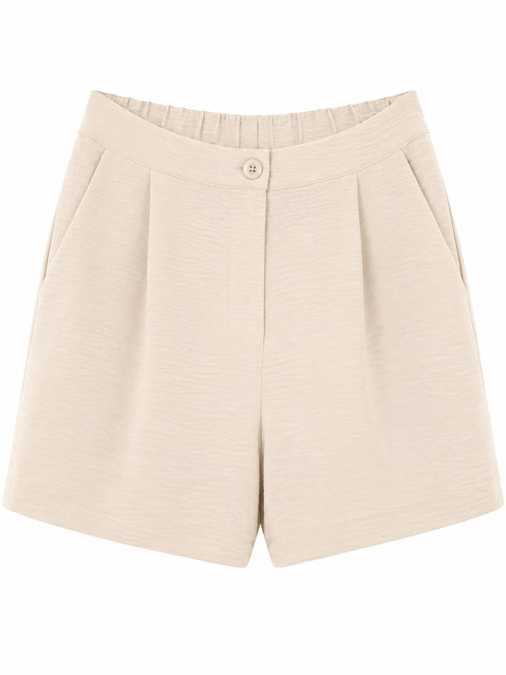 Sand Beige ZENANA Airflow Woven Women's High-Waist Tailored Shorts